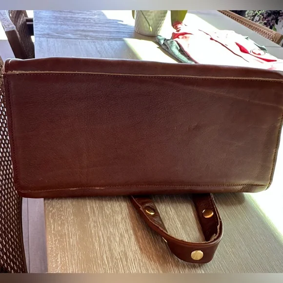 RARE NWOT Hammitt Cognac Real Leather Brentwood Satchel Handbag with Gold Studs - Picture 9 of 9